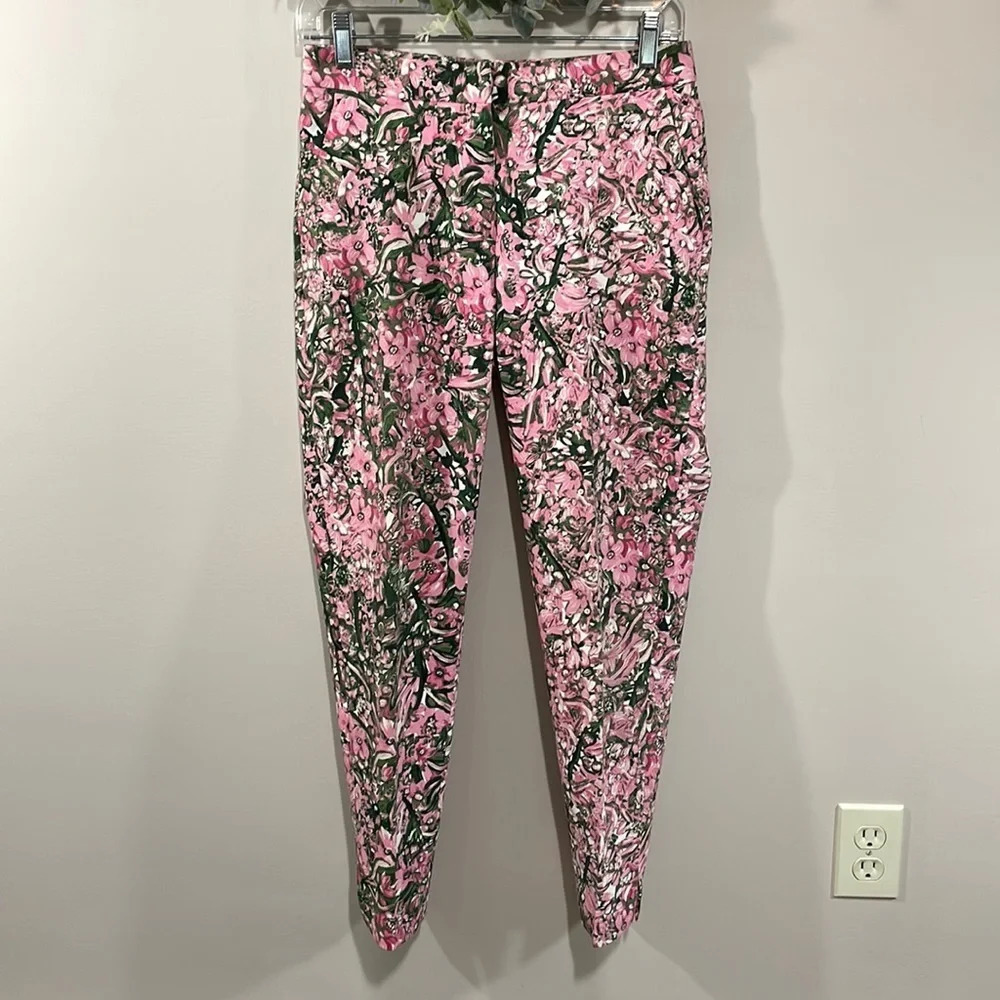 NWOT H&M Ankle Length Pink Green Floral Dress Pant 4